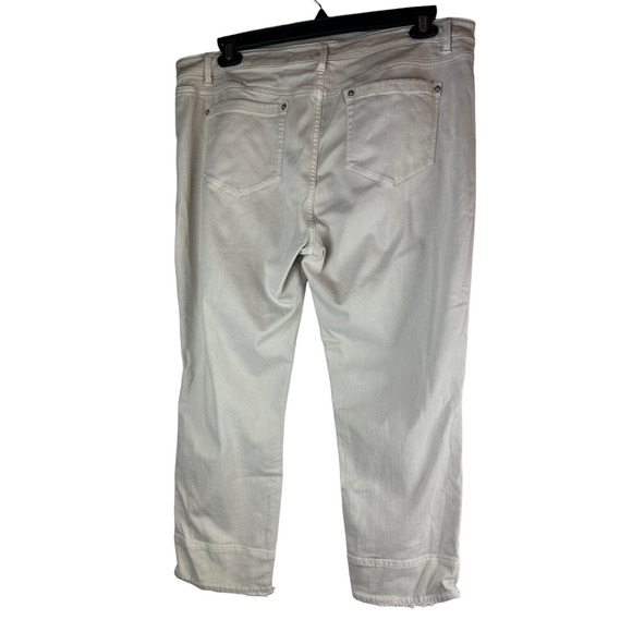 J. Jill Authentic Fit Cropped Jeans Fringe Raw Hem Pebble Cream Plus Size 16 - Picture 3 of 7